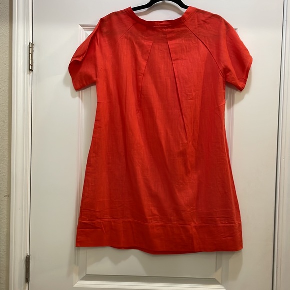 Classic Fashion Orange Linen Short Sleeve Dress - Picture 6 of 8